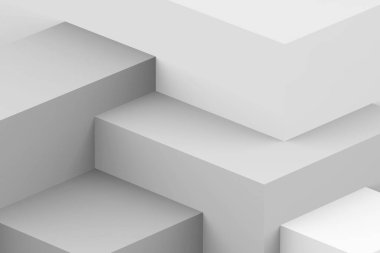 Soyut beyaz ve gri geometrik arkaplan. izometrik kare 3d oluşturucu.