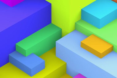 Soyut geometrik kübik renkli arkaplan. izometrik 3d oluşturucu.