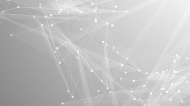 Soyut teknoloji ve bilim çokgeni düşük poligonal arkaplan nokta ve çizgilerle ton grisi.