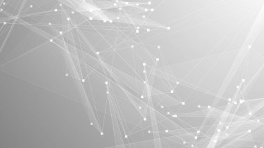 Soyut teknoloji ve bilim çokgeni düşük poligonal arkaplan nokta ve çizgilerle ton grisi.