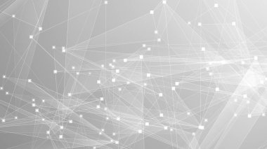 Soyut teknoloji ve bilim çokgeni düşük poligonal arkaplan nokta ve çizgilerle ton grisi.