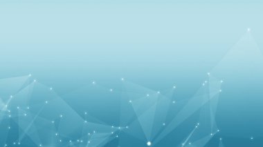 Soyut teknoloji ve bilim çokgen uzay düşük poligonal arkaplan nokta ve çizgilerle mavi ton.