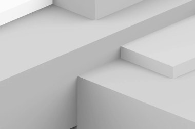 Soyut beyaz ve gri geometrik arkaplan. izometrik kare 3d oluşturucu.