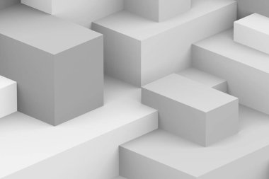 Soyut beyaz ve gri geometrik arkaplan. izometrik kare 3d oluşturucu.