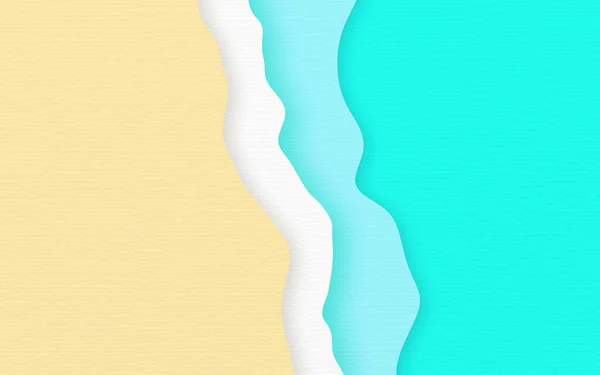 Синє Море Жовтий Пісок Градієнт Паперового Мистецтва Фон Літній Пляж — стокове фото