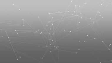 Soyut teknoloji ve bilim çokgeni düşük poligonal arkaplan nokta ve çizgilerle ton grisi.