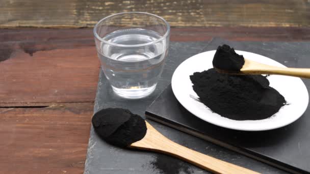 Activated Charcoal Activated Carbon Coconut Shell Charcoal Substance Vegetable Origin — Stock Video