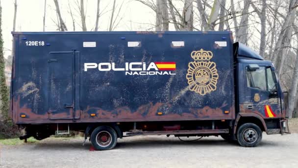 Teruel Hiszpania Luty 2021 Policyjny Van Przekazywania Więźniów Hiszpańskiej Policji — Wideo stockowe