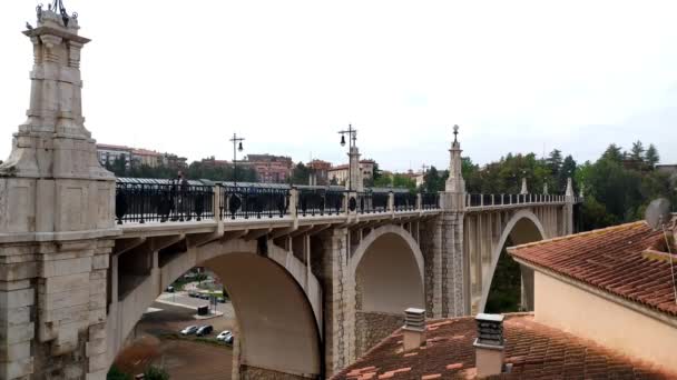 Teruel Spain June 2021 Side View Fernando Hue Viaduct Pedestrian — Stockvideo
