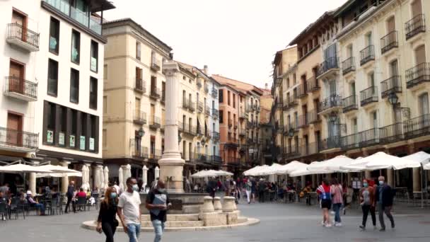 Teruel Espanha Junho 2021 Vida Normal Plaza Del Torico Central — Vídeo de Stock