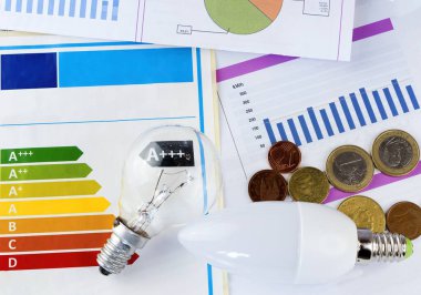 Electricity bill, energy consumption of electric fluid, concept of rising price of light. clipart