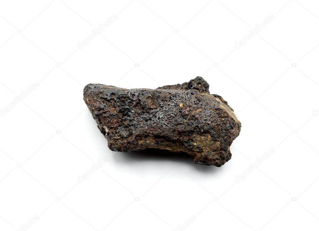 A rock that is used by the steel industry as iron ore. It is attracted by a magnet, Ferruginous mass, Iron rich rock mineral, iron ores, hematite, magnetite, limonite