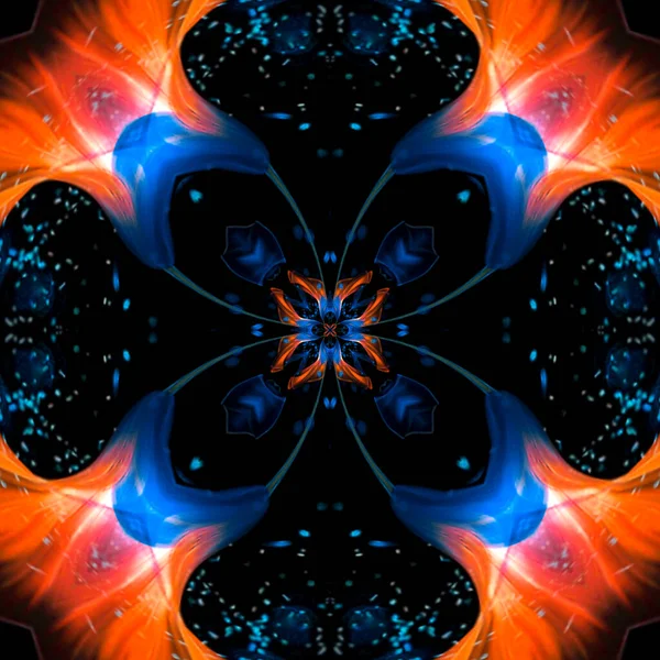 Abstract digital art lonely blue orange flower collage texture pattern with unique shape and design.