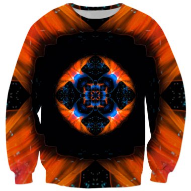 Dijital sanat eseri mavi turuncu çiçekli klasik erkek kazağı.