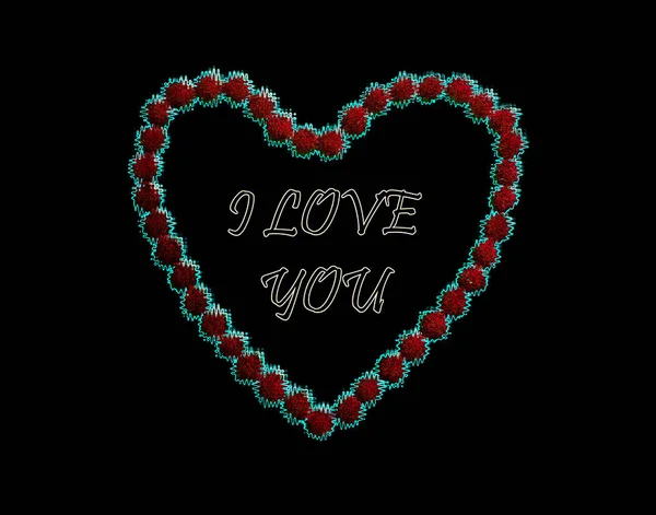 Valentinstag Lecker Neonfarbener Schriftzug Love You Rotem Neonherz Auf Schwarzem — Stockfoto