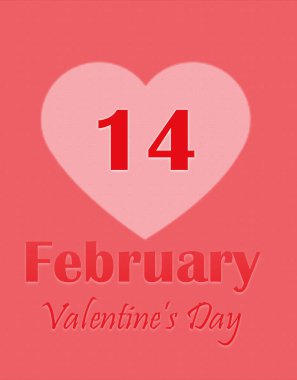 Sevgililer Günü. Pembe arka planda 14 Şubat takvim sayfası metni