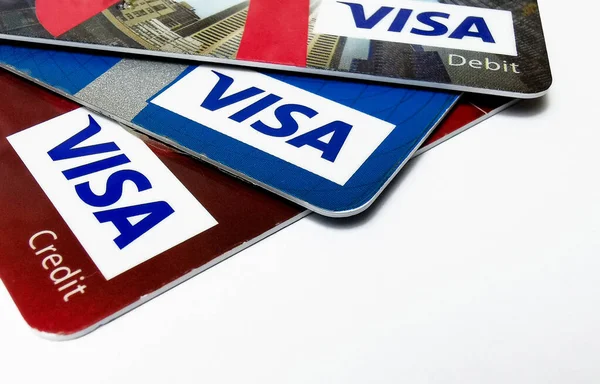 Elección Tarjetas Crédito Débito Visa Primer Plano Las Tarjetas Crédito —  Fotos de Stock