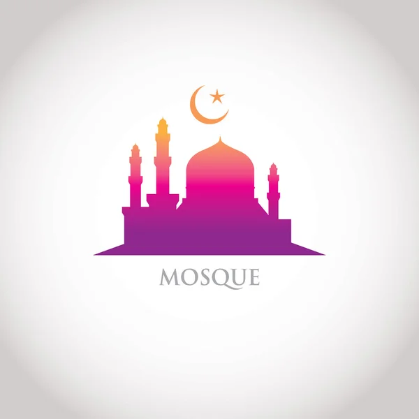 Colorful gradation design - Mosque and Crescent moon, red gradation — Stock Vector