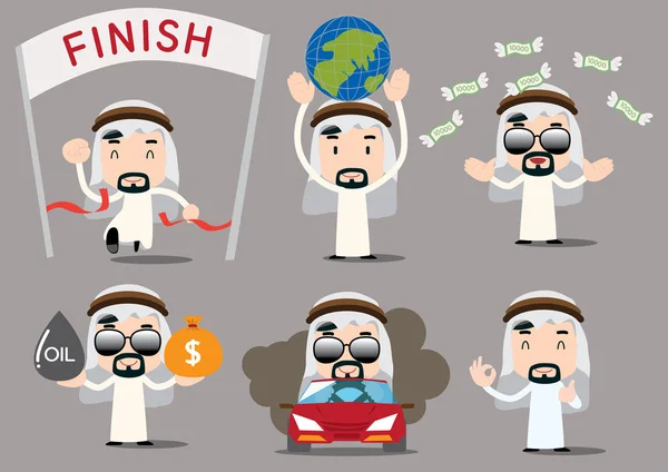 富有的阿拉伯商人系列 — 图库矢量图片