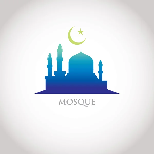 Colorful gradation design - Mosque and Crescent moon, blue gradation Stock Illustration