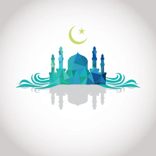 Diseño colorido del mosaico - Mezquita y luna creciente, ola, sombra, color azul Ilustraciones De Stock Sin Royalties Gratis