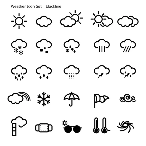 Icon set-weather-black line — Stock Vector