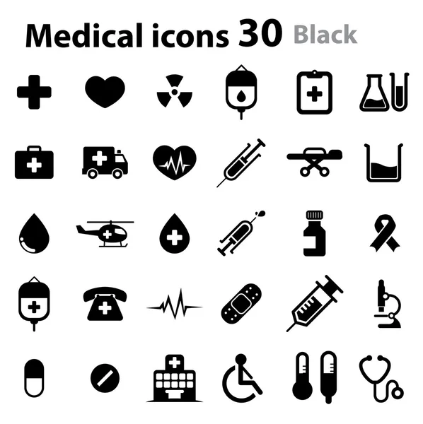Medicinsk ikoner - svart — Stock vektor