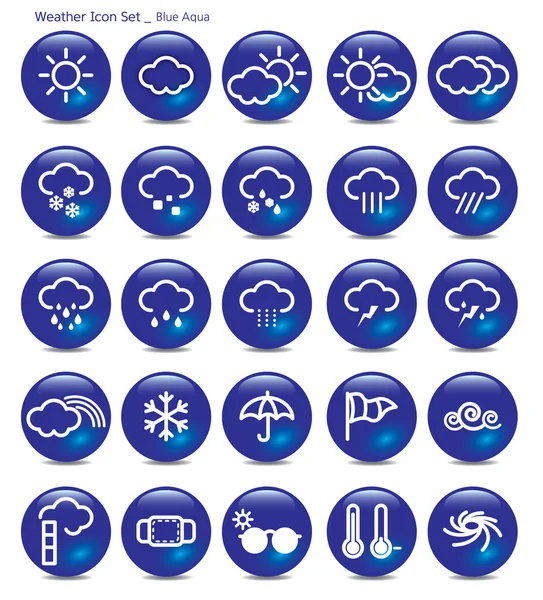 Icon set-weather-blue aqua — Stock Vector