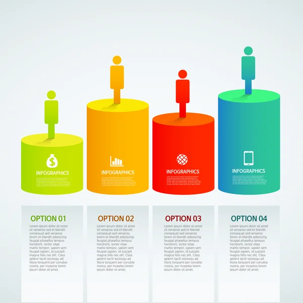 Infographie graphique - graphique coloré, cylindre, personnes — Image vectorielle