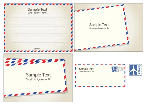 Poste aérienne, timbre postal et lettre — Image vectorielle