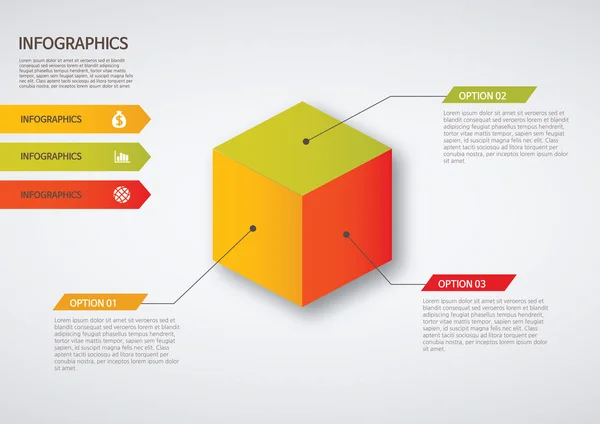 Infographie graphique - graphique coloré, cube — Image vectorielle