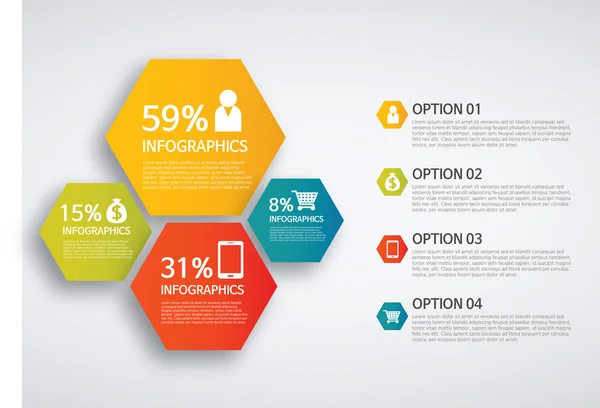 Information grafik - färgglada diagram, hexagon — Stock vektor