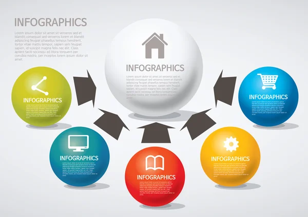 Infografik - Pfeil, Venn-Diagramm — Stockvektor