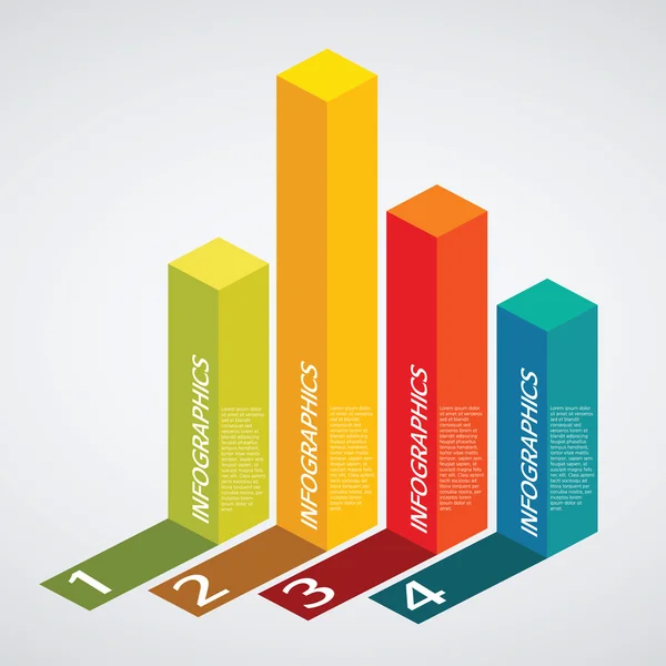 Info graphics - colorful graph, square pillar, shadow Vector Graphics