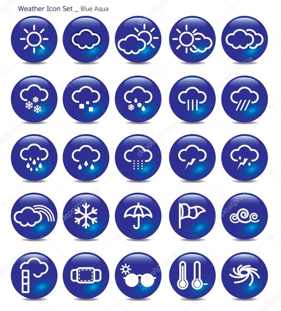 Icon set-weather-blue aqua