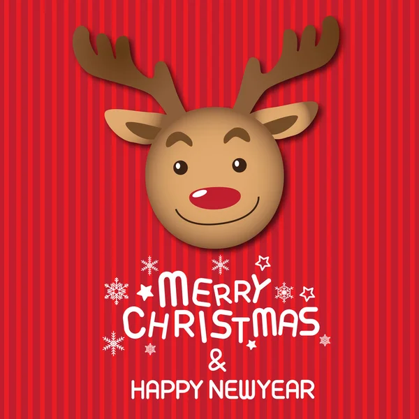 Crăciun fericit și Anul Nou fericit, Rudolph — Vector de stoc
