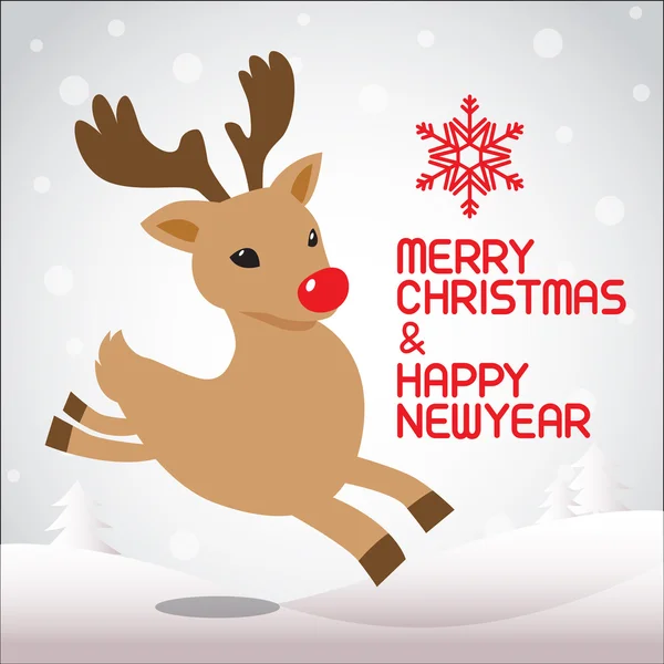 Feliz Navidad y feliz año nuevo, Rudolph Vector De Stock