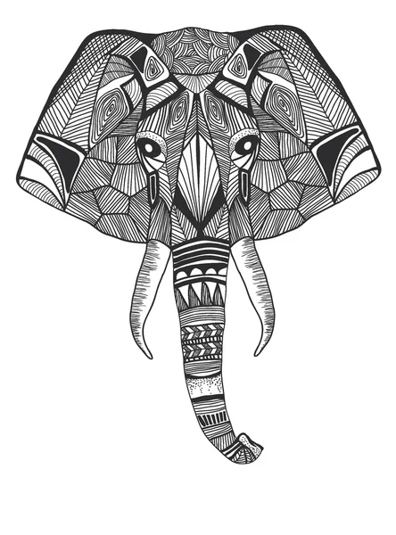 Bir kabile totem hayvan - fil - vektör çizim el çizili stil — Stok Vektör