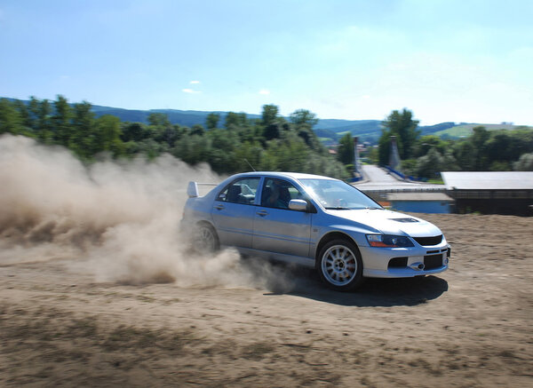 Rally car in action