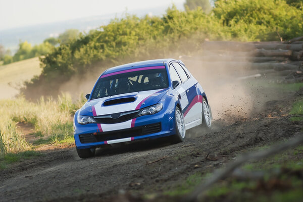 Rally car in action