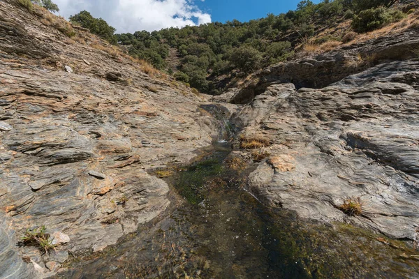 Sierra Nevada Bir Vadiden Aşağı Akan Sular Kayalar Taşlar Ağaçlar — Stok fotoğraf
