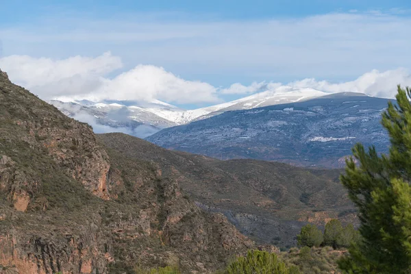 Bergen Landschap Van Sierra Nevada Zuid Spanje Berg Besneeuwd Vegetatie — Stockfoto