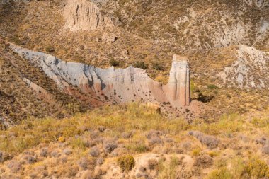 Güney İspanya 'da dağlık ve aşınmış arazi, bitki örtüsü var.