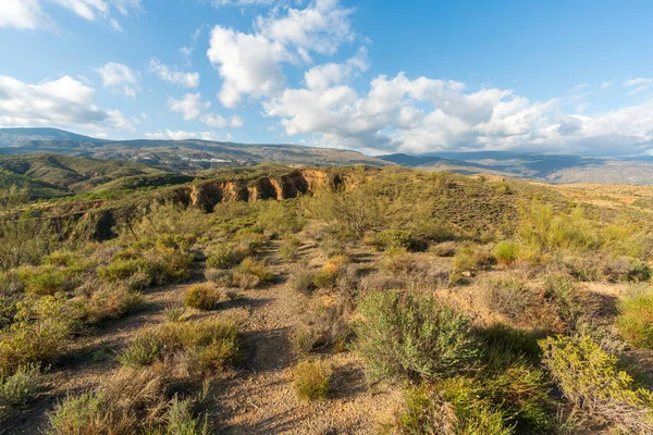Güney Spanya Nın Dağlık Arazisi Birkaç Badem Zeytin Ağacı Ekini — Stok fotoğraf