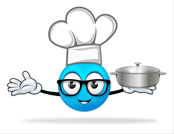 Chef blu con pentola — Foto Stock