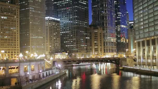 Vista de la noche de verano de Chicago — Vídeo de stock