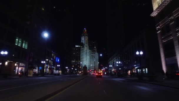 Nacht in Downtown Chicago — Stockvideo