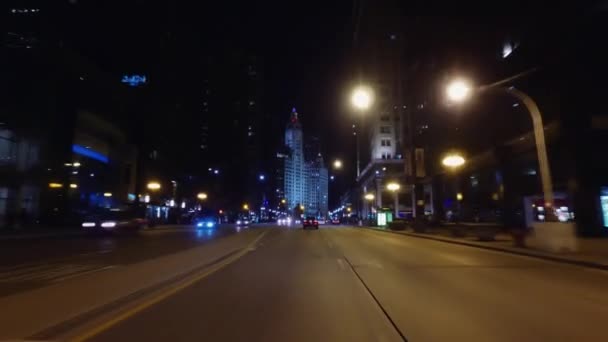 Νύχτα στο κέντρο του Σικάγο — Αρχείο Βίντεο