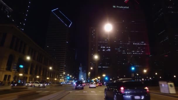Noite no centro de Chicago — Vídeo de Stock