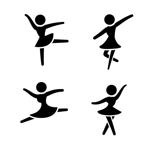 Set of ballet icons in silhouette style — Stock Vector